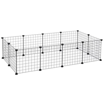 PawHut Dierenren voor Kleine Dieren - Metalen Kooi | Kleur: Zwart | Afmetingen: 73x106x36 cm