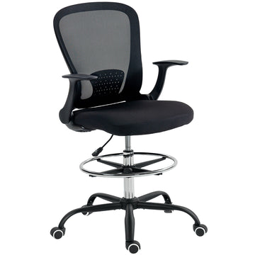 Verstelbare bureaustoel met voetenring en lendensteun | Kleur: Zwart | Afmetingen: 59x62x119 cm