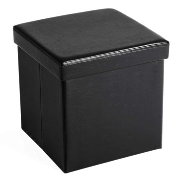 Opvouwbare hocker met opbergruimte - bijzettafel - zwart - 38 x 38 x 38 cm