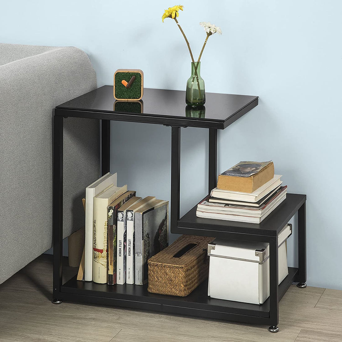 Bijzettafel - Salontafel - Woonkamertafel met Opbergplank - B65 x D35 x H55cm