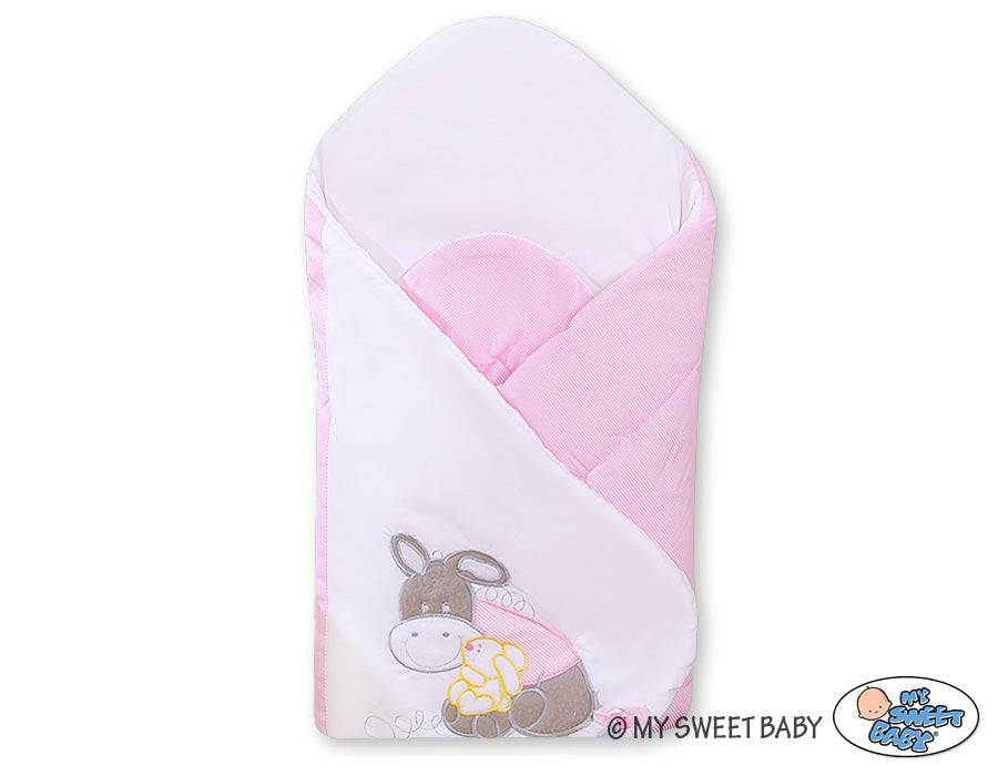 Babynest met versteviging - babybedje - zachte, veilige ondersteuning Donkey Luca Roze