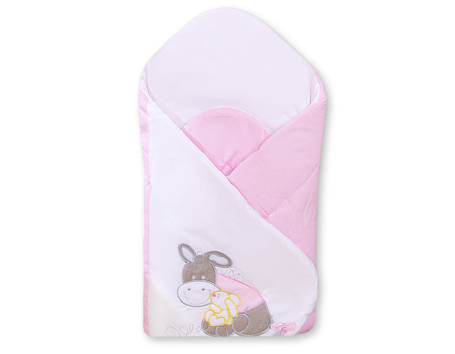 Babynest met versteviging - babybedje - zachte, veilige ondersteuning Donkey Luca Roze