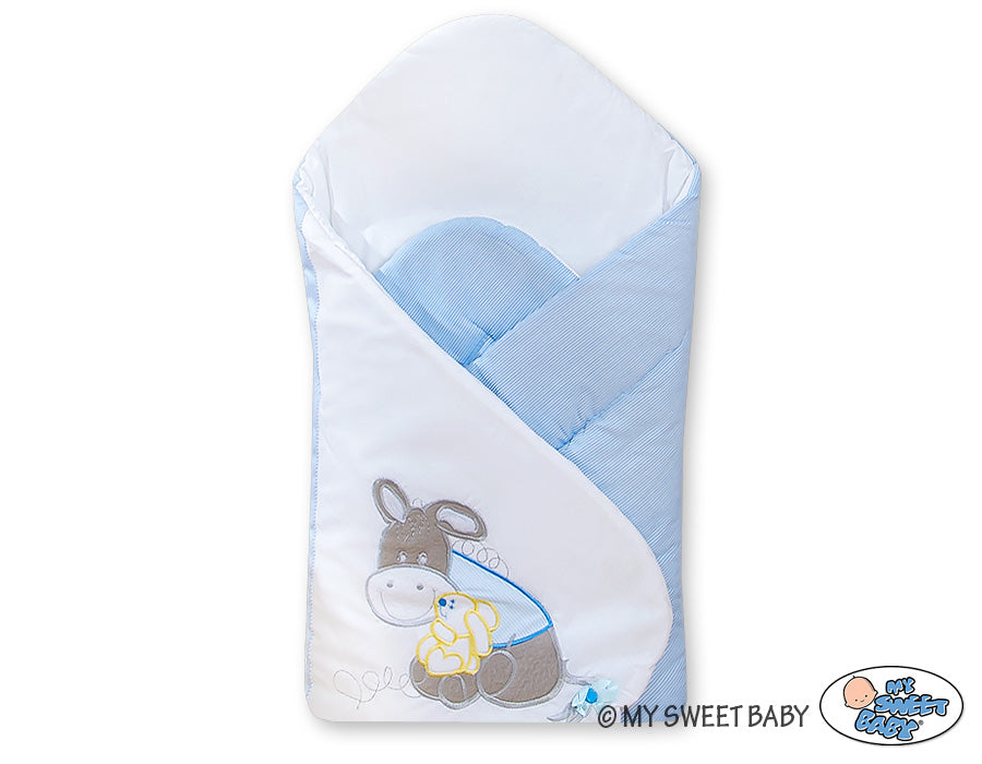 Babynest met versteviging - babybedje - ademend & comfortabel katoen, Donkey Luca blauw
