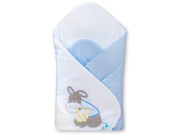 Babynest met versteviging - babybedje - ademend & comfortabel katoen, Donkey Luca blauw