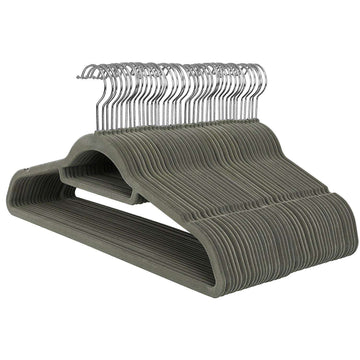 Kledinghangers - 100 stuks - antislip - draaibare metalen haak - grijs