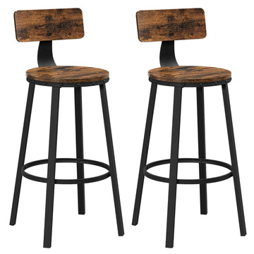 Barstoelen voor keuken - set van 2 - industriële barkrukken met rugleuning