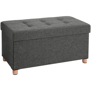 Hocker - Poef met opbergruimte - Donkergrijs - 76 x 38 x 40 cm