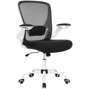 Ergonomische bureaustoel met mesh, verstelbare lendensteun, zwart/wit, 66 x 60 x (99-107) cm