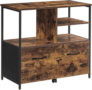 Archiefkast - 1 lade - open vakken - spaanplaat/metaal - industrieel - 82 x 40 x 75 cm