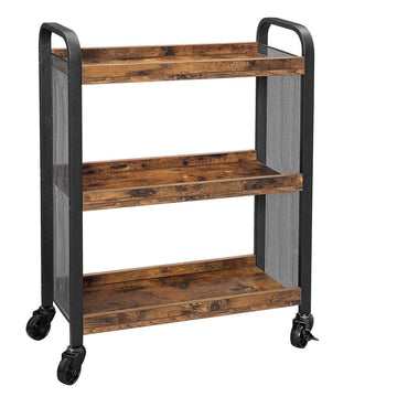 Keukentrolley - Serveerwagen - Rustiek bruin - Industrieel - 66 x 26 x 85 cm