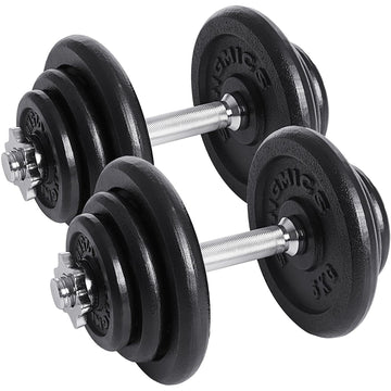 Halterset 40 kg - 2 halters - gekartelde stangen - gietijzer