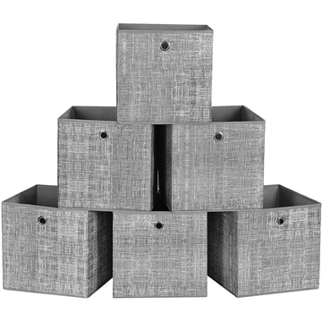 Opbergboxen set van 6 - vouwbaar - vliesstof - grijs - 30 x 30 x 30 cm
