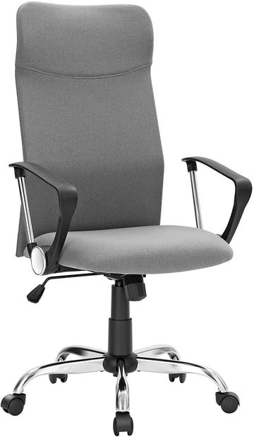 Ergonomische bureaustoel, draaibaar, verstelbaar, grijs linnen, 63 x 63 x 110-120 cm