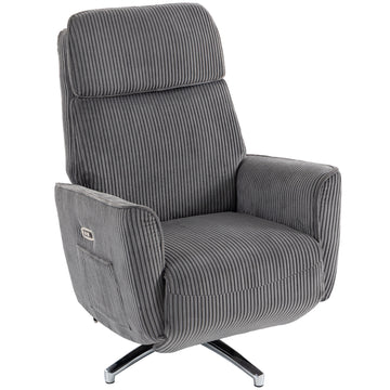 Elektrische relaxstoel met ligfunctie, 2 motoren | Kleur: Donkergrijs | Afmetingen: 76x87x114 cm