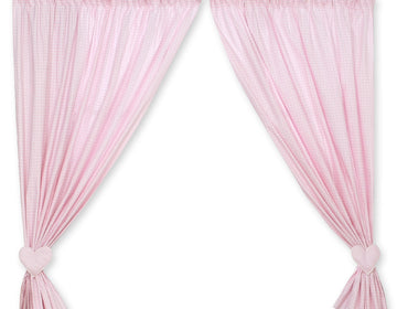 Set med 2 babygardiner - barngardiner - bomull - lätta att tvätta - Milo nallebjörnshjärta