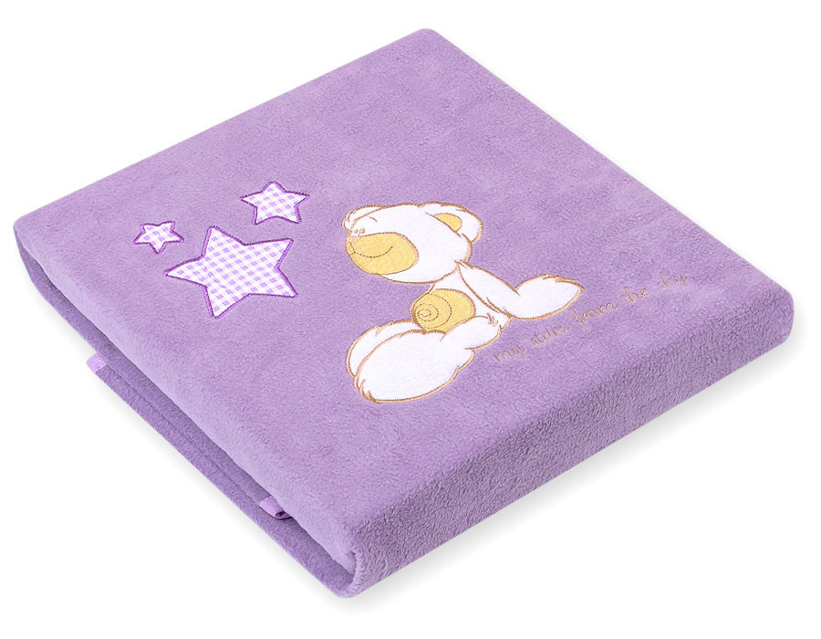 Babyddeken, fleece deken, extra zacht en warm – Carlo Teddybeer met sterren lila, 70x100 cm