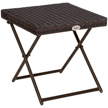 Opvouwbare bijzettafel van PE-rattan - Bruin | Kleur: Bruin | Afmetingen: 40x40x40 cm