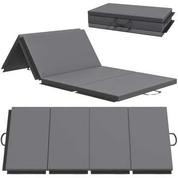 Opvouwbare fitnessmatte met handgrepen | Kleur: Grijs | Afmetingen: 80x180x5 cm