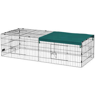 Konijnenren voor kleine dieren - Vrijloopren | Kleur: Groen + Zwart | Afmetingen: 75x185x50 cm