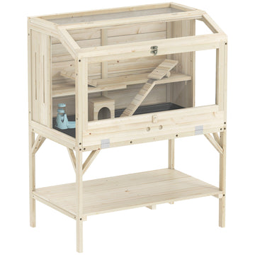 Hamsterkooi 2 niveaus voor kleine knaagdieren | Kleur: Bruin | Afmetingen: 53x84x110 cm