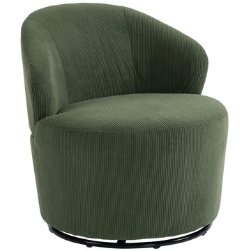 Draaifauteuil 360° met ronde voet - Cord | Kleur: Groen | Afmetingen: 73,5x74,5x77 cm