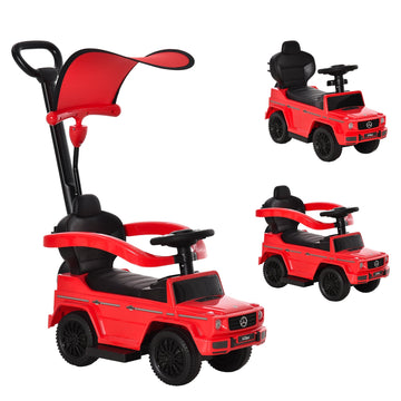 Kinderauto met duwstang voor 12-36 maanden | Kleur: Rood & Zwart | Afmetingen: 40.5x85.5x95 cm