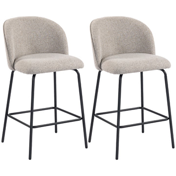 Set van 2 barhockers met rugleuning en voetsteun | Kleur: Grijs | Afmetingen: 50x55x93 cm