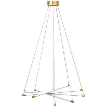 LED plafondlamp 50W, 5 verstelbare buizen | Kleur: Goud/Wit | Afmetingen: 82x82x124 cm
