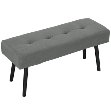 Grijze gestoffeerde bank met metalen poten | Kleur: Grijs | Afmetingen: 100x36x45 cm
