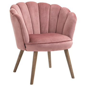 Roze accentstoel met lotusvormige rugleuning | Kleur: Roze | Afmetingen: 66x66x78.5 cm