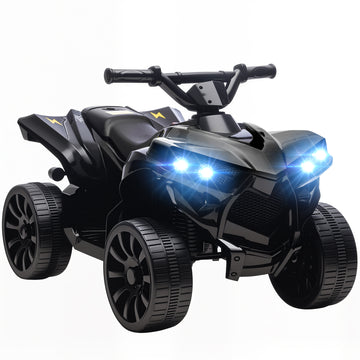 Elektrische kinderquad 6V met muziek en LED | Kleur: Zwart | Afmetingen: 42x70x45 cm
