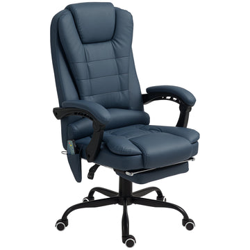 Massagebureaustoel met 7-puntsmassage | Kleur: Blauw | Afmetingen: 67x67x111-121 cm