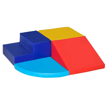 4-delige foam klimset voor peuters | Kleur: Donkerblauw + geel + rood + lichtblauw