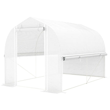 Polytunnelkas 3 x 2 x 2 m met oprolbare zijden | Kleur: Wit | Afmetingen: 200x300x200 cm