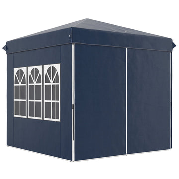 Pop-up partytent 2,5 x 2,5 m met zijwanden | Kleur: Blauw | Afmetingen: 248x248x270 cm