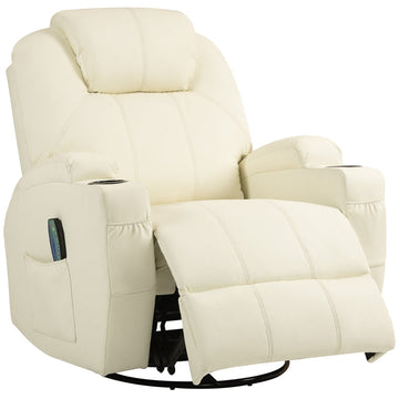 Massagefauteuil - Relaxstoel met massagefunctie | Kleur: Crèmewit | Afmetingen: 99x89x106 cm