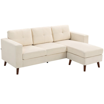 Hoekbank 3-zits met omkeerbare chaise longue | Kleur: Crèmewit | Afmetingen: 192x137x84 cm