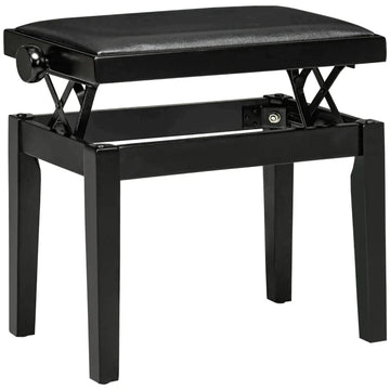Pianokruk - Verstelbare pianobank | Kleur: Zwart | Afmetingen: 63x33x45-56 cm