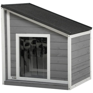Hondenhok voor kleine honden | Kleur: Zwart+Grijs+Wit | Afm.: 58x71x53/77 cm