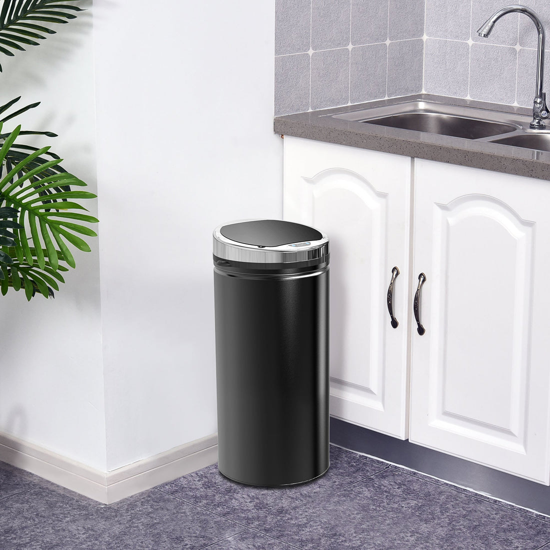 Automatischer Sensor-Mülleimer 42L | Farbe: Schwarz | Maße: 30,5x30,5x68 cm