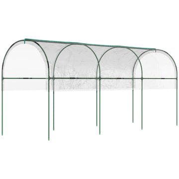 Tomatenkas - Stalen tuinkas met PVC-folie | Kleur: Transparant, groen | Afmetingen: 123x400x171 cm
