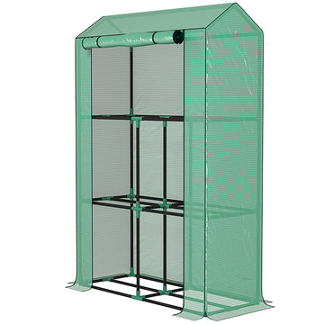 Kweekkas met 3 legplanken - Draagbare plantenkas | Kleur: Groen | Afmetingen: 100x40x150 cm