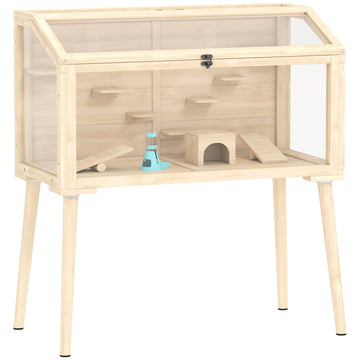 Hamsterkooi voor kleine huisdieren met accessoires | Kleur: Bruin | Afmetingen: 110x52x101 cm