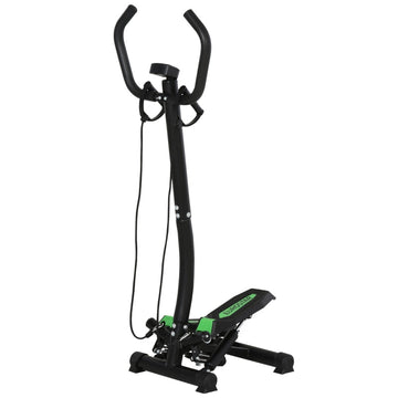 Stepper met LCD-display en trainingsbanden | Kleur: Zwart-groen | Afmetingen: 40x40x118 cm