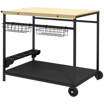 Serveertrolley - Keuken- en barwagen | Kleur: naturel, zwart | Afmetingen: 65x97,5x81 cm