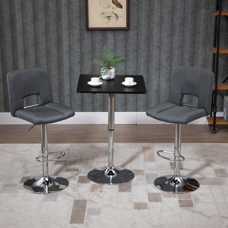 Höhenverstellbarer Stehtisch | Farbe: Schwarz+Silber | Maße: 60x60x69-93 cm