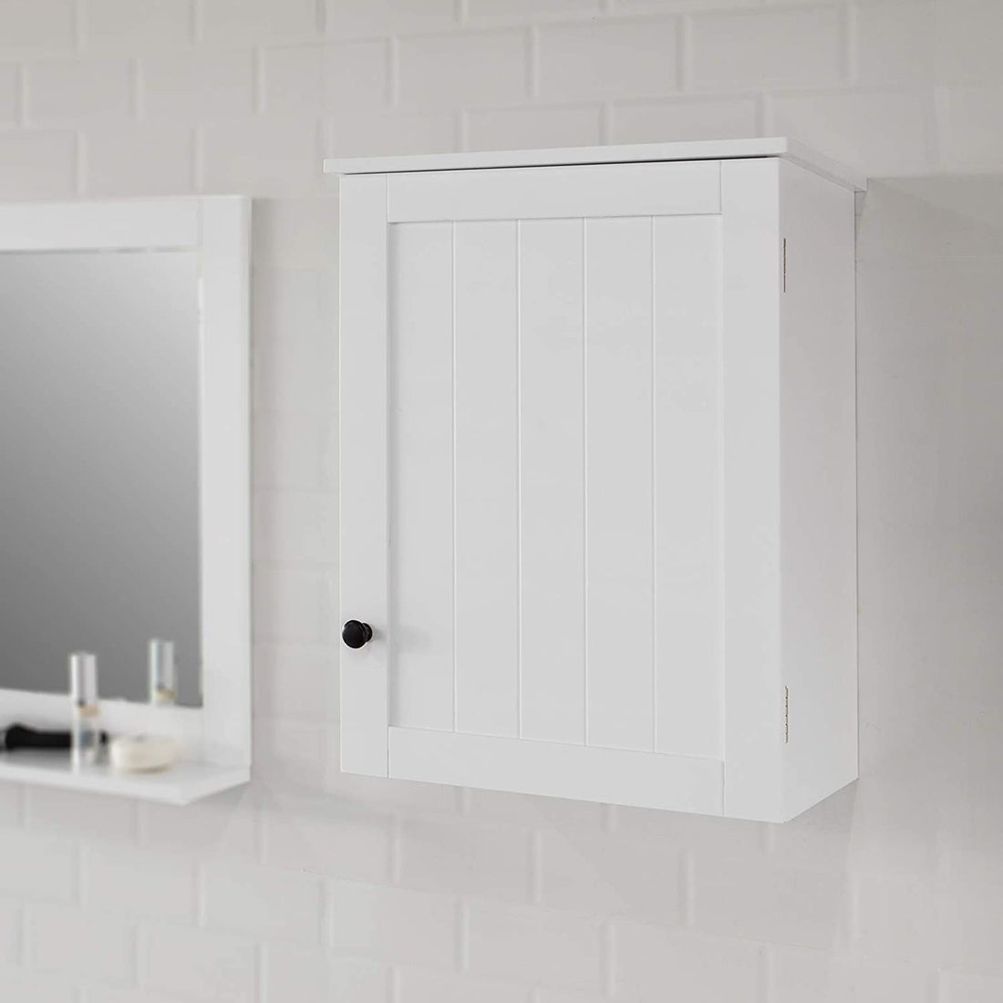 Witte Wandmontage - Badkamerkast met enkele deur - B40 x D23 x H52cm