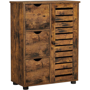 Dressoir met 3 lades en deur, industrieel, bruin/zwart, 60 x 30 x 80 cm