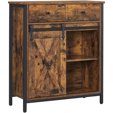 Dressoir - opbergkast - schuifdeur - industrieel - bruin-zwart - 70 x 30 x 80 cm