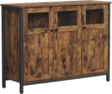 Dressoir - opbergkast - industrieel - hout - metaal - bruin-zwart - 100 x 35 x 75 cm